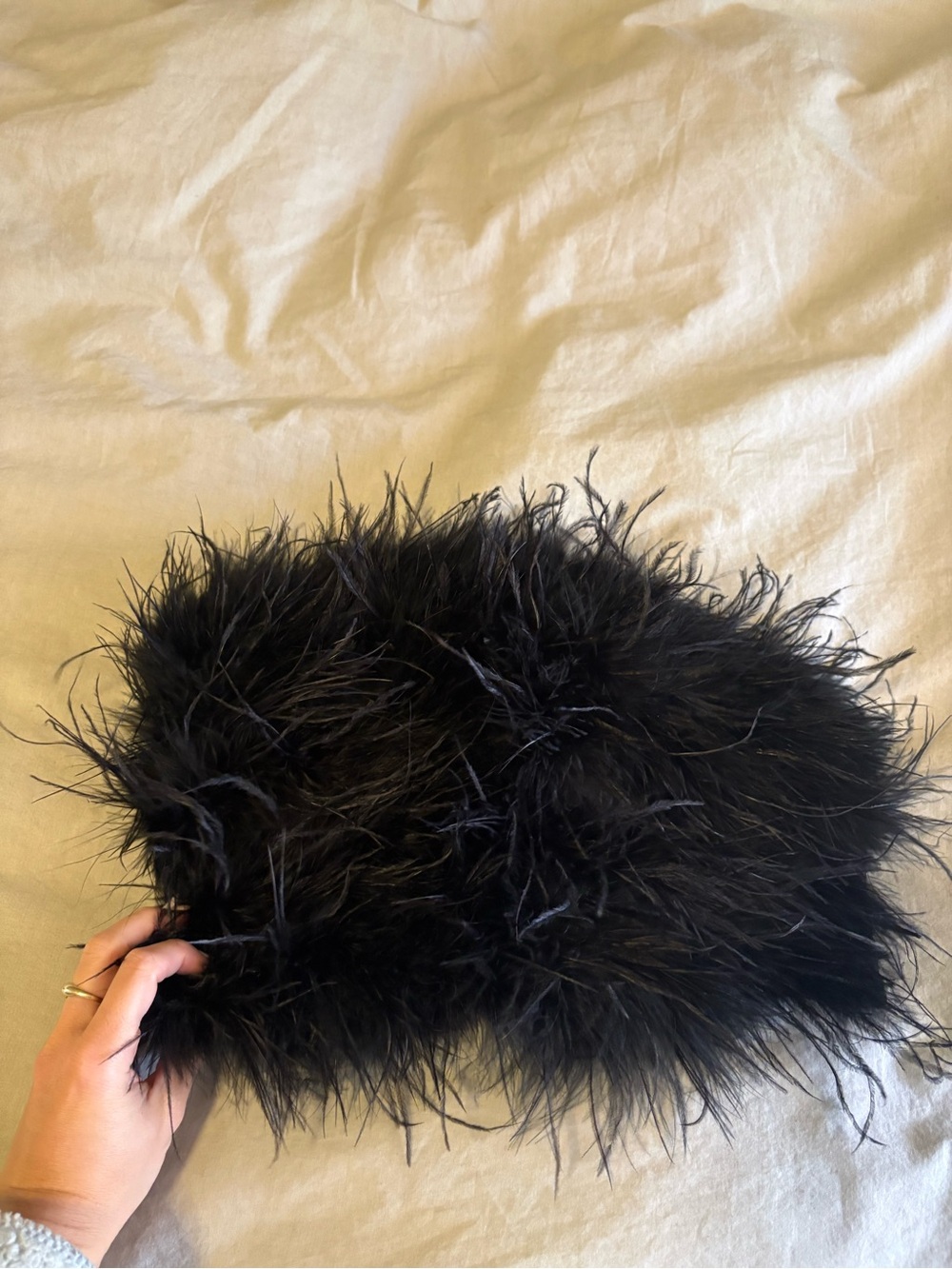 Black Feather Crop Top